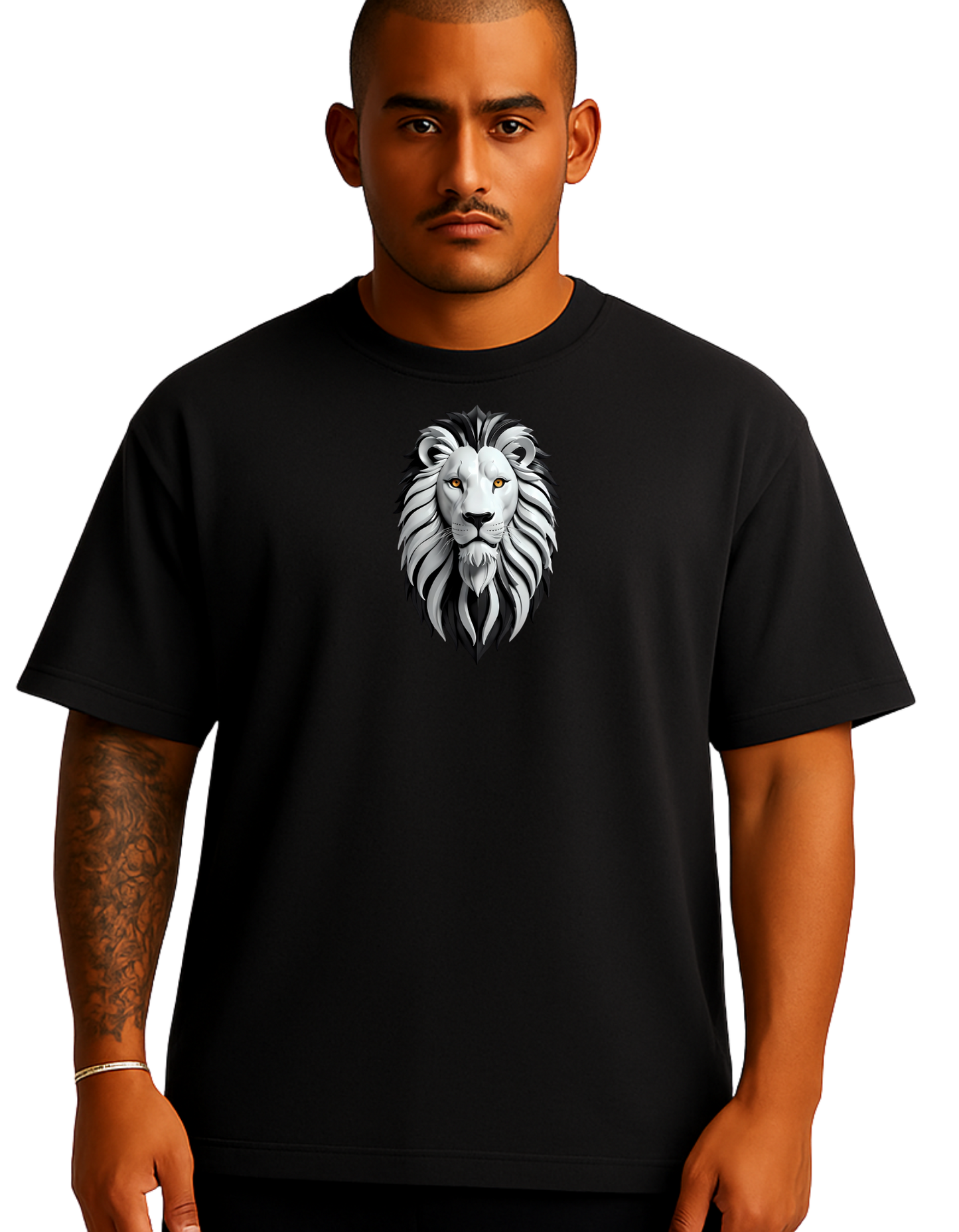 Royals Ribbon Oversized T-Shirts - Black White Lion