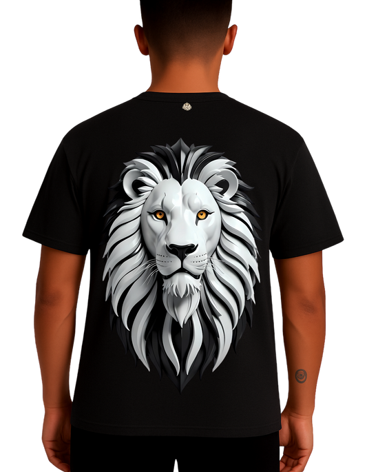 Royals Ribbon Oversized T-Shirts - Black White Lion